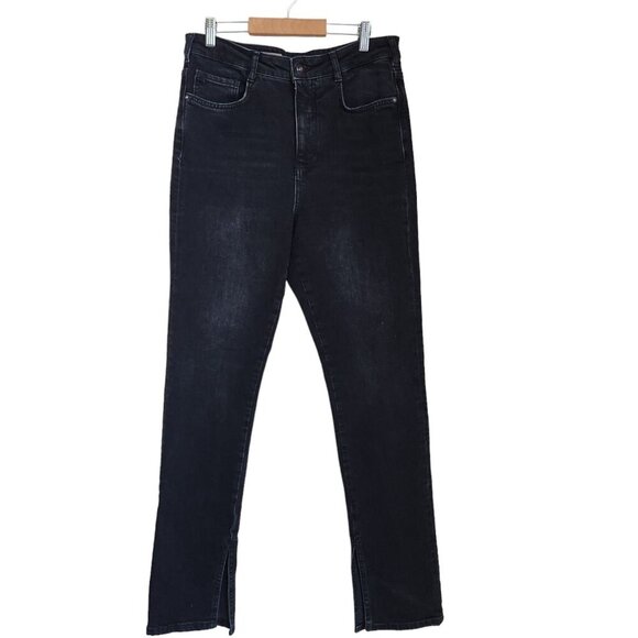 Anthropologie Pilcro Split Hem Straight Leg Jeans Women's 31‎ High Rise Black - Picture 1 of 16